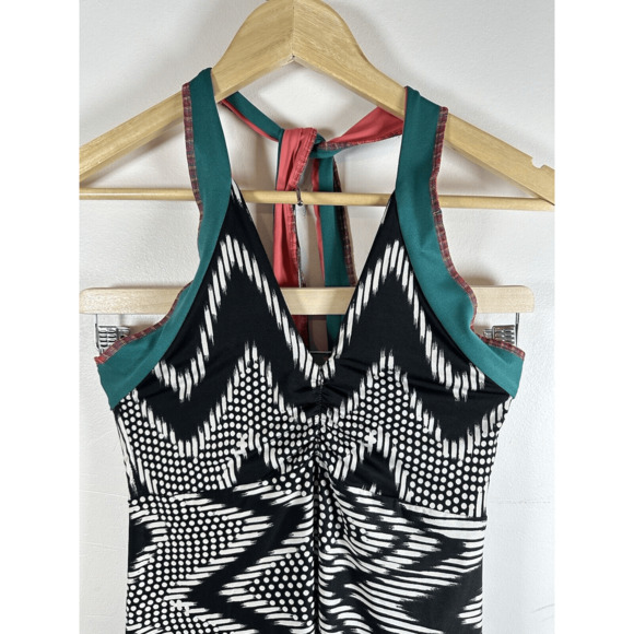 Autumn Teneyl Halter Dress Black and White Geometric Sz M - Picture 2 of 14